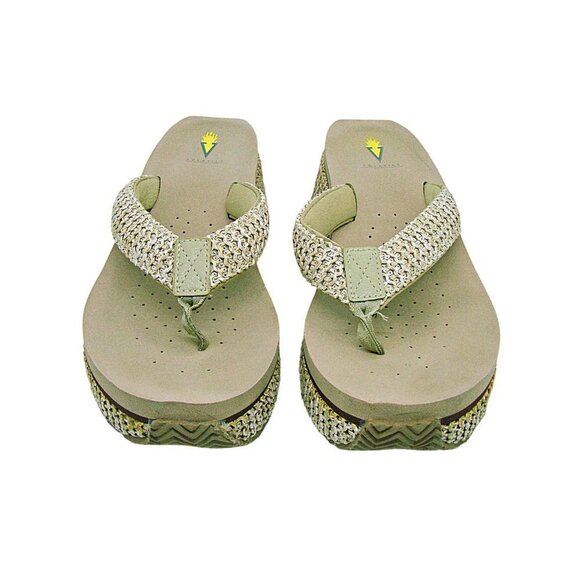 Womens Volatile Island Platform Wedge Flip-Flop Sandals Natural Color Tan Sz 10 - Picture 3 of 10